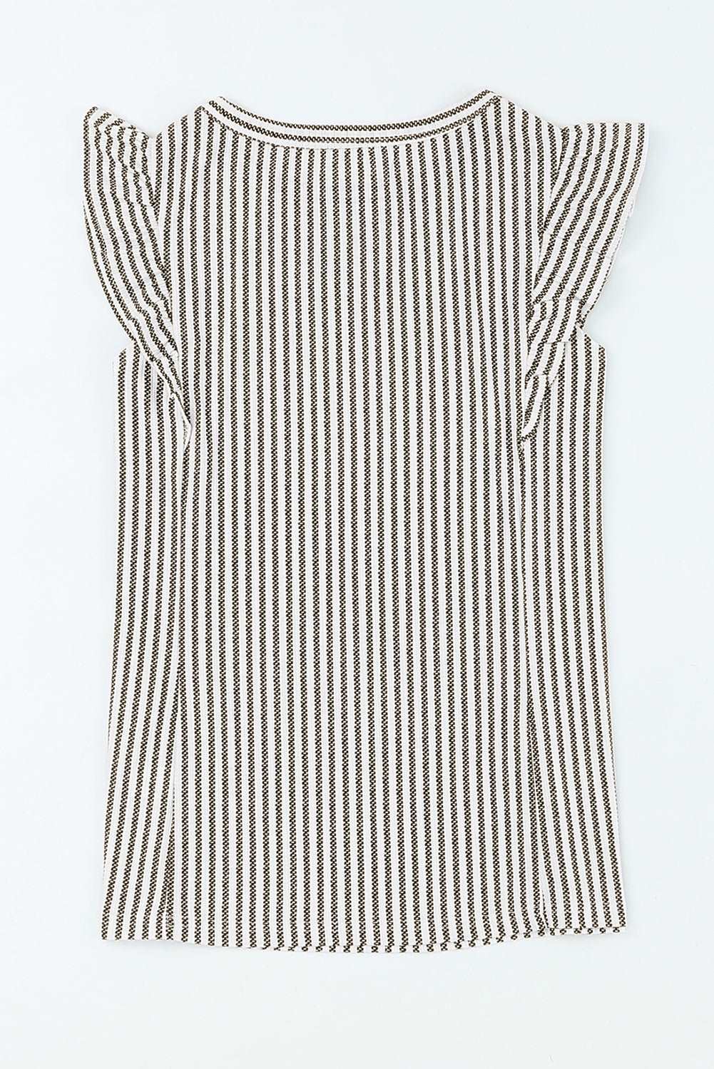 Grey Casual Striped Print Ruffle Summer Top