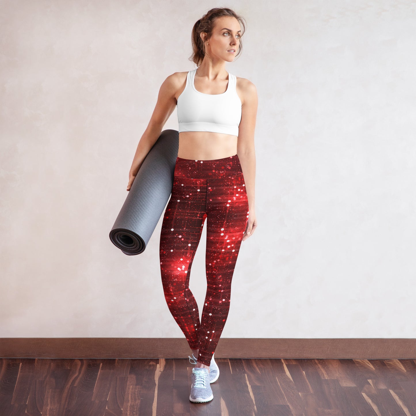 SparkleGlitz Red Glitter Leggings: A Dazzling Fusion of Style and Comfort