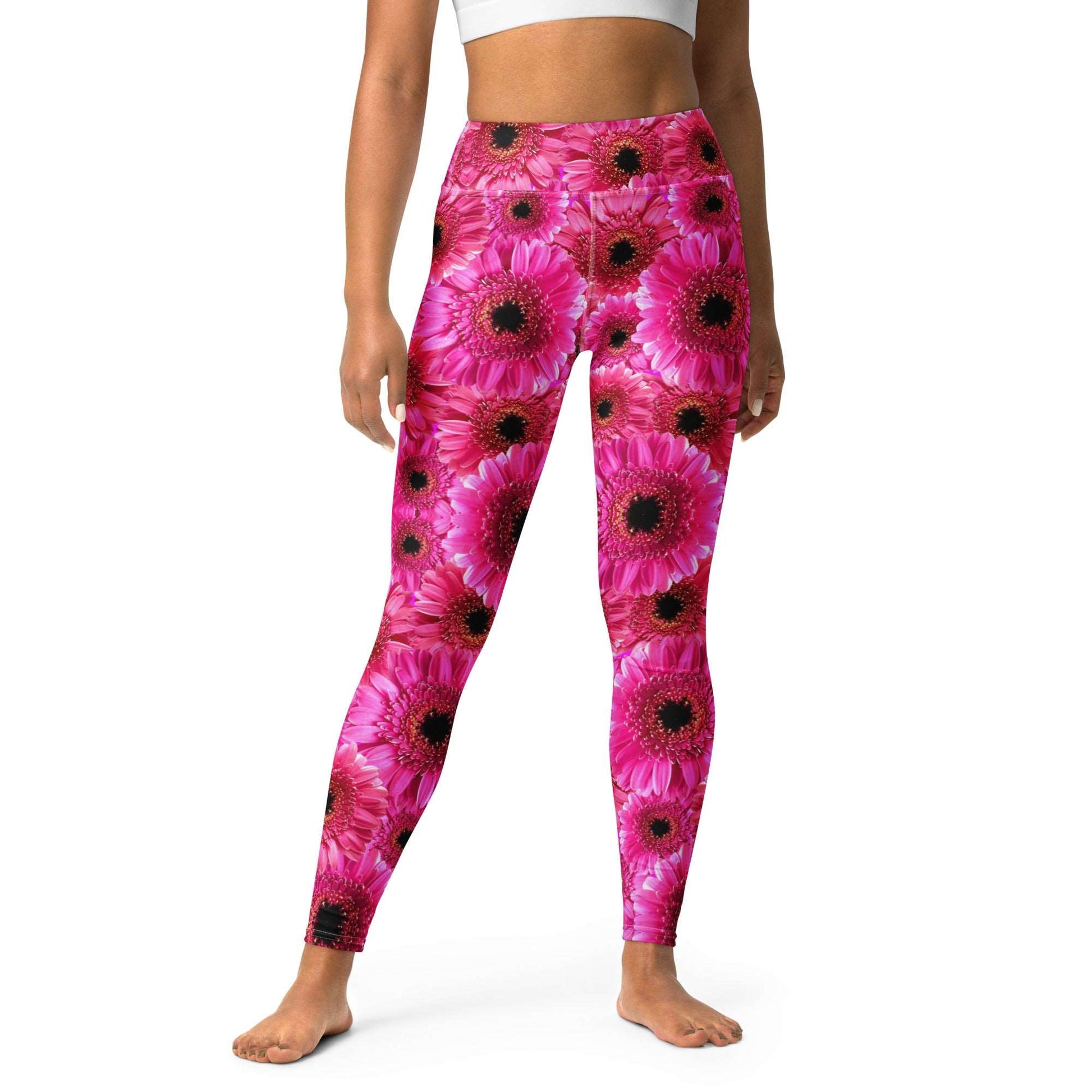 GerberaGlow Floral Yoga Leggings - Pink - Any Occasion Leggings