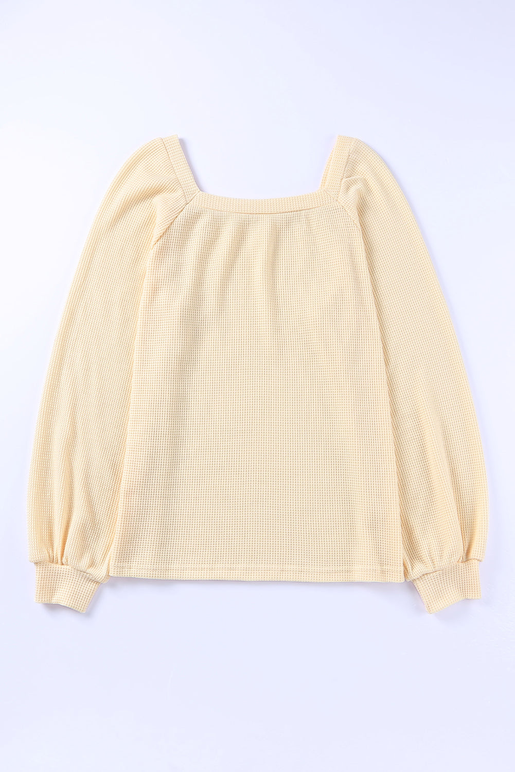 Women's Pink Waffle Texture Casual Square Neck Pullover Top